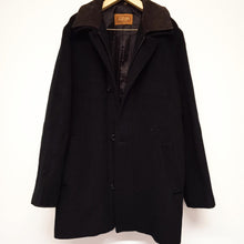 Load image into Gallery viewer, TASSO ELBA Men&#39;s Black Fine Wool Cashmere Leather Collar Coat M
