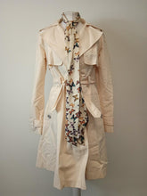 Load image into Gallery viewer, TED BAKER Ladies Beige Cotton Long Sleeve Button-Up Trench Coat w/ Scarf UK10
