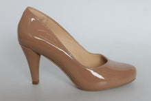 Load image into Gallery viewer, CLARKS Ladies Nude Patent Leather Dalia Rose High Cone Heel Shoes EU37 UK4
