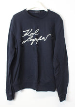 Load image into Gallery viewer, KARL LAGERFELD Men&#39;s Navy Blue White Logo Pullover Sweatshirt Jumper L NEW
