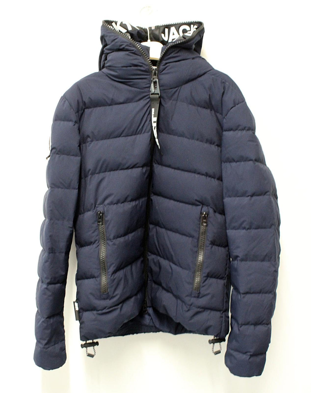 JACK1TMen's Navy Blue MTN Hooded Full Zip Outerwear Quilted Puffer Jacket L