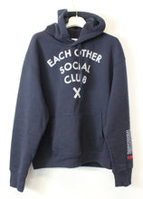 Load image into Gallery viewer, EACH X OTHER Ladies Navy Blue Social Club Logo Print Pullover Hoodie Size L
