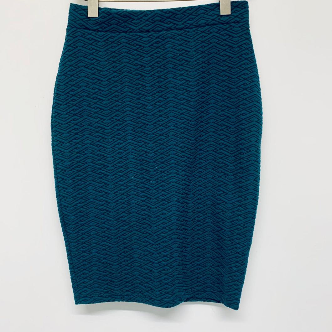 TRUCCO Green Ladies Stretch Knee Length Geometric Skirt Size UK S