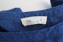 Load image into Gallery viewer, FOLK Ladies Blue Round Neck Short Sleeve Linen Cotton Mini Dress w Pockets 2/S
