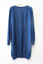 Load image into Gallery viewer, A.P.C. Ladies Blue Round Neck Long Sleeve Silk &amp; Merino Wool Dress Size M
