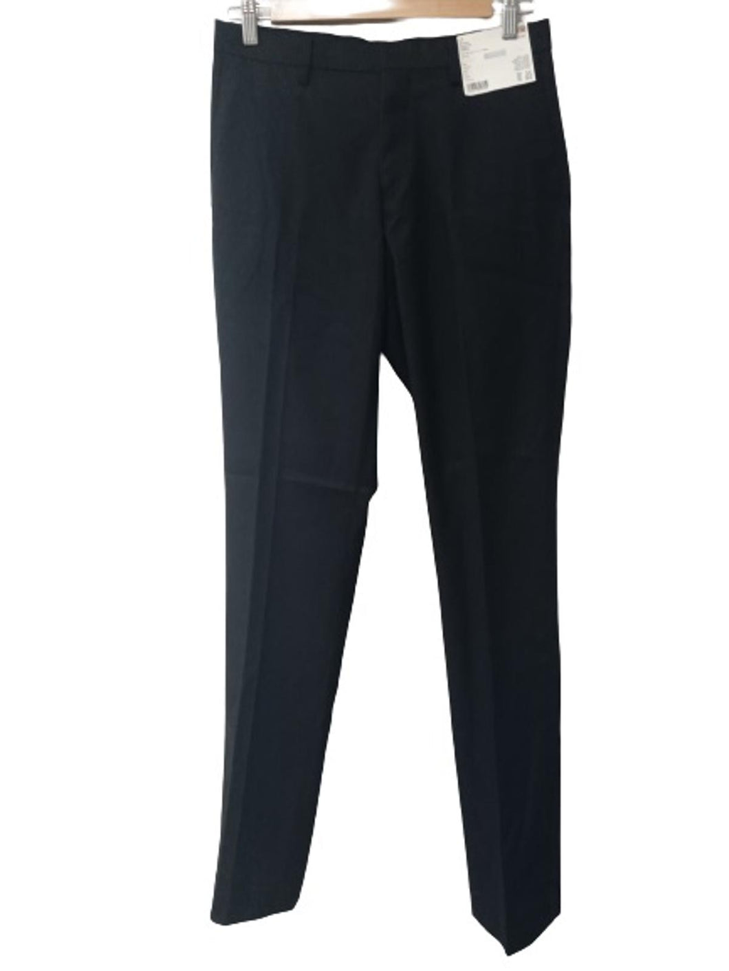 UNIQLO Men's Black Zip Fly Easy Care Slim Fit Trousers Size UK W29L34 NEW