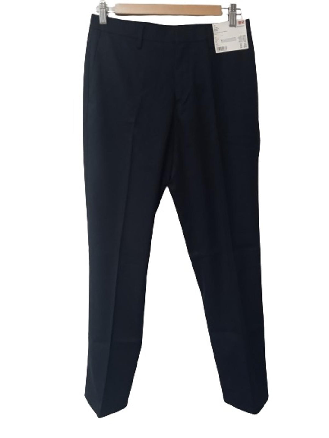 UNIQLO Men's Navy Blue Zip Fly Easy Care Slim Fit Trousers Size UK W29L34 NEW