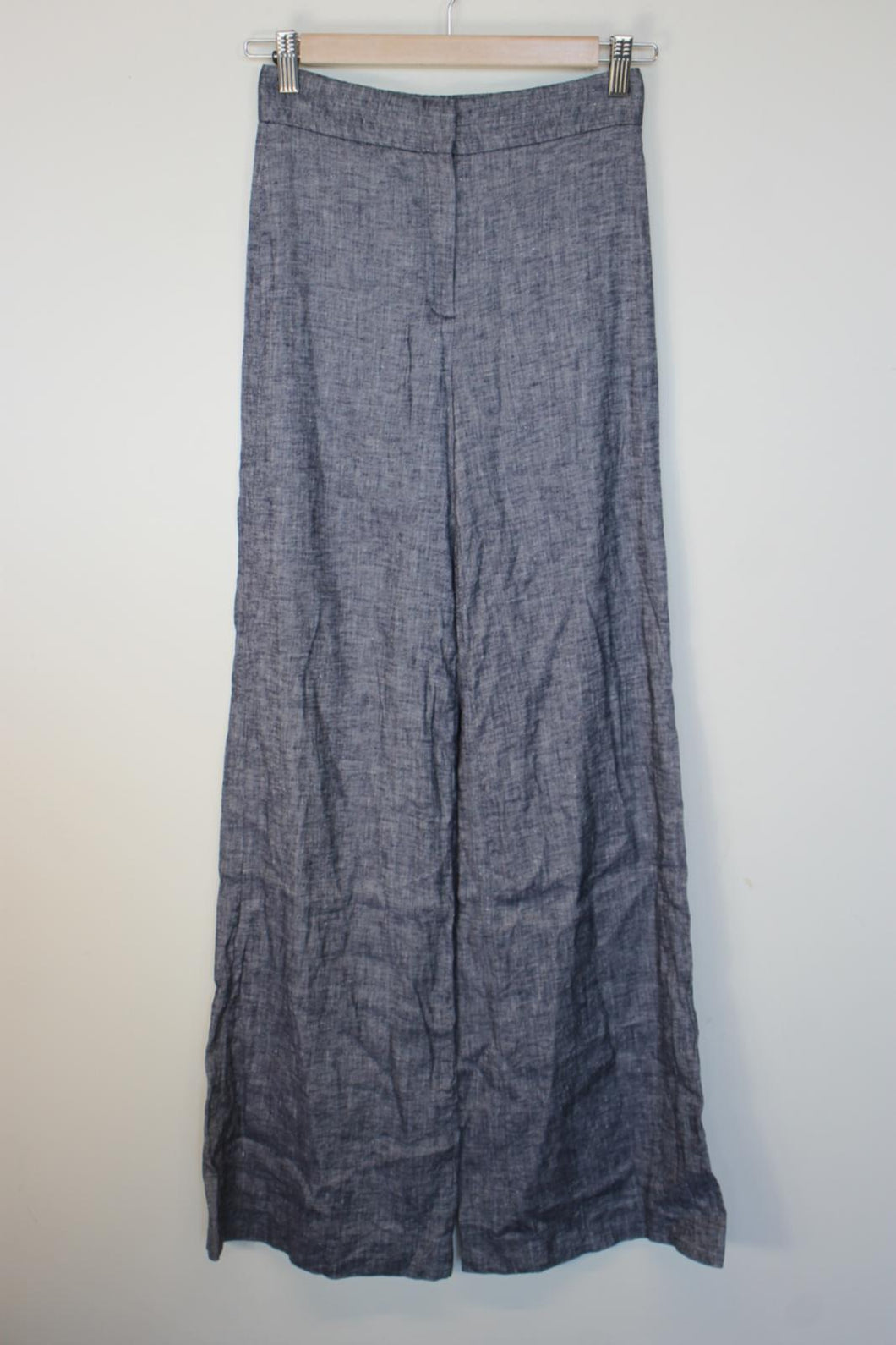 THEORY Ladies Grey/Blue Linen Wide-Leg Trousers EU30 UK2