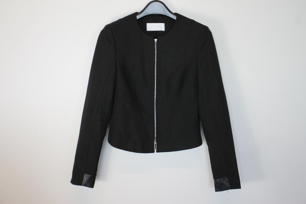 HUGO BOSS Ladies Black Long Sleeve Round Neck Hip Length Zip-Up Jacket FR36 UK6