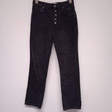 Load image into Gallery viewer, REFORMATION Black Ladies High Waist Button Outer Straight Jeans W32 L30
