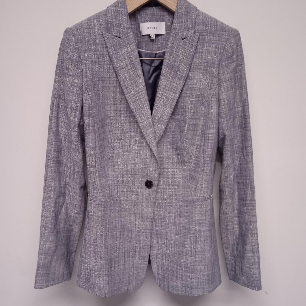 REISS Grey Ladies Long Sleeve Collared Basic Jacket Blazer Size UK 8