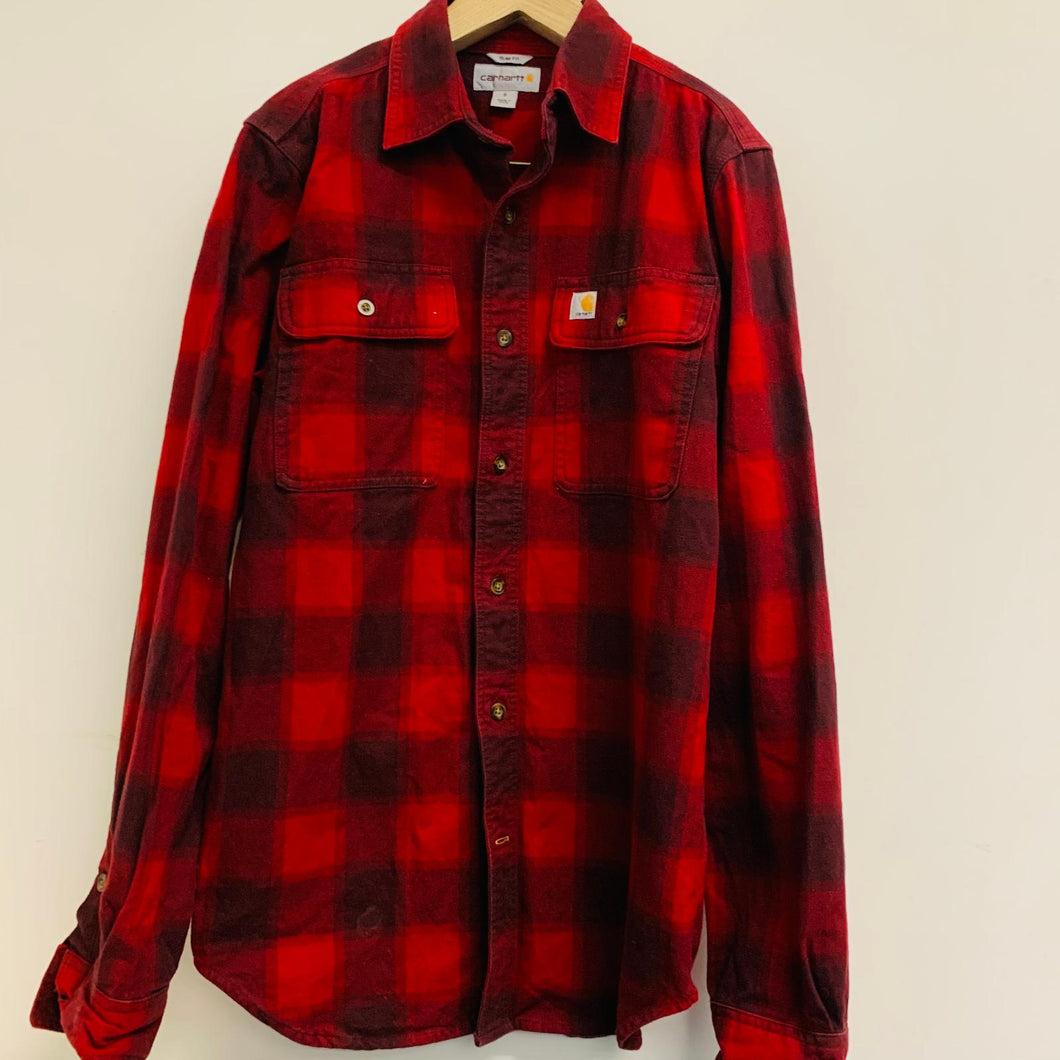 CARHARTT Long Sleeve Collared Red Men's Cotton Button-Up Size UK S