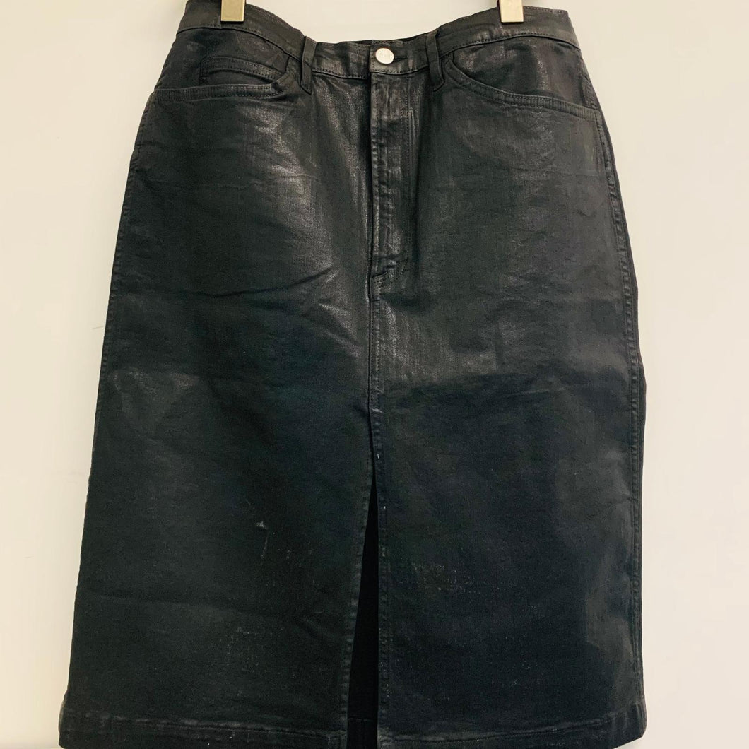 FRAME Denim Knee Length Black Shine Ladies Cotton Skirt Size W32