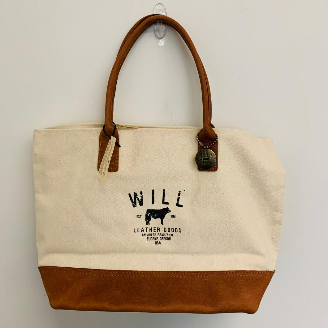 WILLS Ladies Beige Large Classic Canvas Leather Mix Handbag Tote Carry All NEW