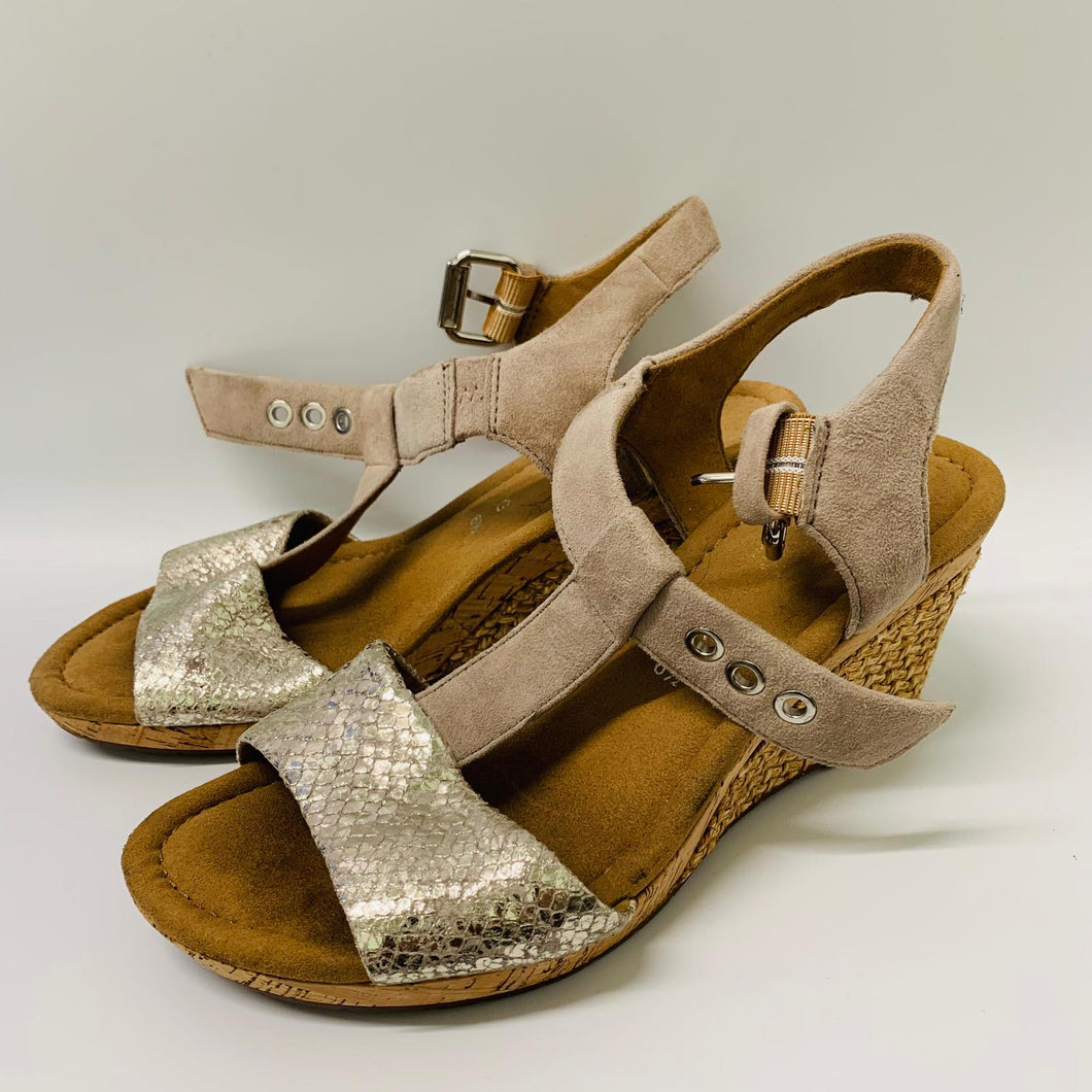 GABOR Gold Ladies Wedge Platform Comfort Sole Heels Shoe UK 6.5