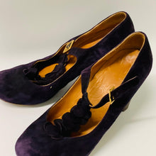 Load image into Gallery viewer, CHIE MIHARA Purple Suede Leather Platform Heel Ladies Court Shoe Size UK 7

