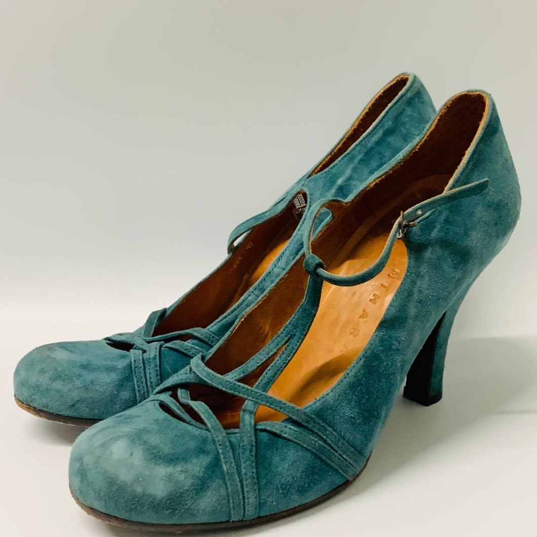 CHIE MIHARA Green Ladies Strappy Round Toe Court Heel Shoe Size UK 6.5