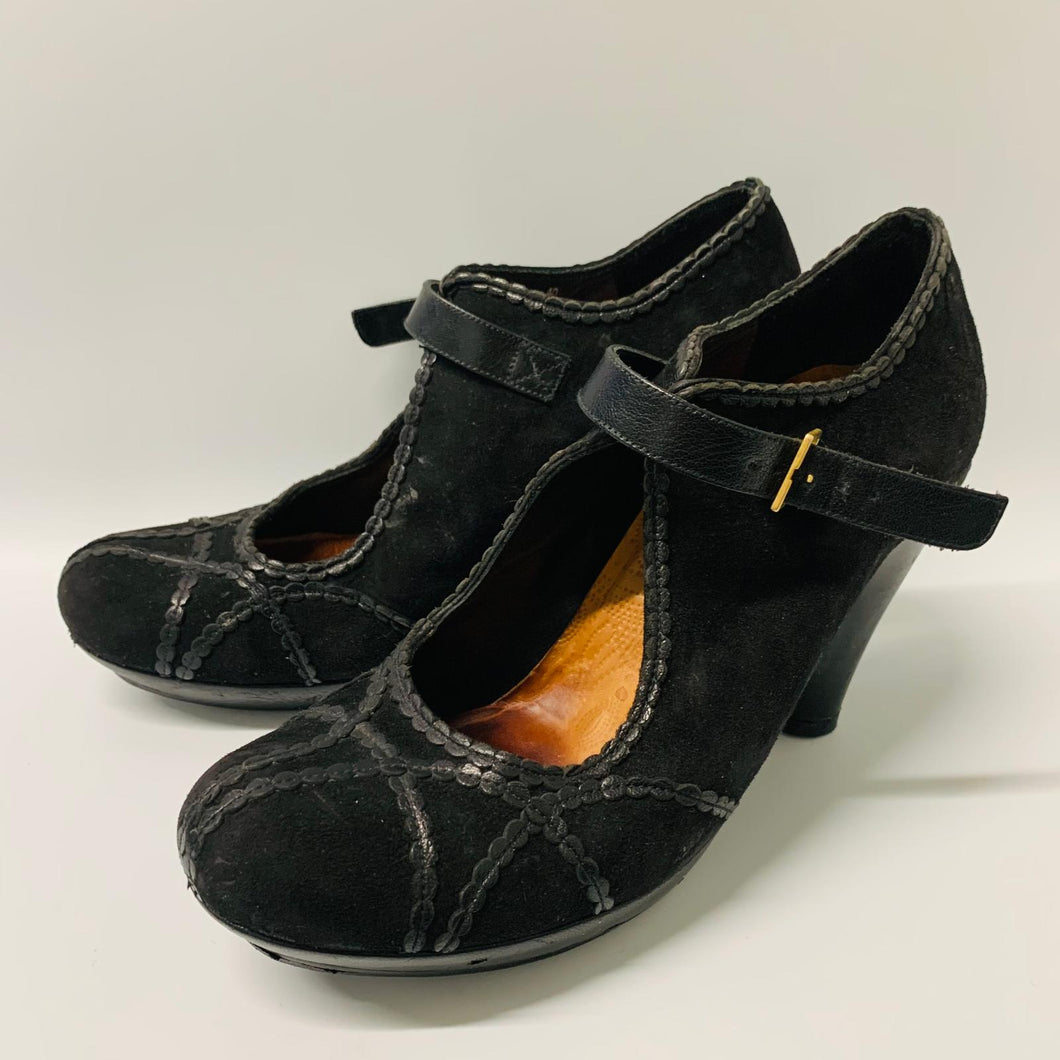 CHIE MIHARA Black Ladies Strappy Round Toe Heel Shoe Size UK 6.5