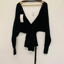 Load image into Gallery viewer, KAREN MILLEN Black Ladies Long Sleeve Split V-Neck Pullover Jumper Size UK L NEW

