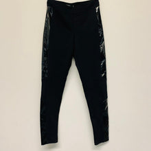 Load image into Gallery viewer, KAREN MILLEN Black Ladies PVC Panel Stretch Legging Side Strip Trousers UK 12
