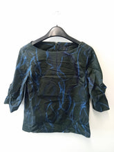 Load image into Gallery viewer, COS Ladies Green Cotton Short Sleeve Round Neck Blue Wave Blouse Size UK8
