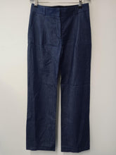 Load image into Gallery viewer, ANTIPODIUM Ladies Navy Blue Cotton Zip Fly Trousers Size W30L35
