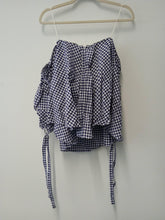 Load image into Gallery viewer, CAROLINE CONSTAS Ladies Blue &amp; White Cotton Off-The-Shoulder Blouse Size UK M
