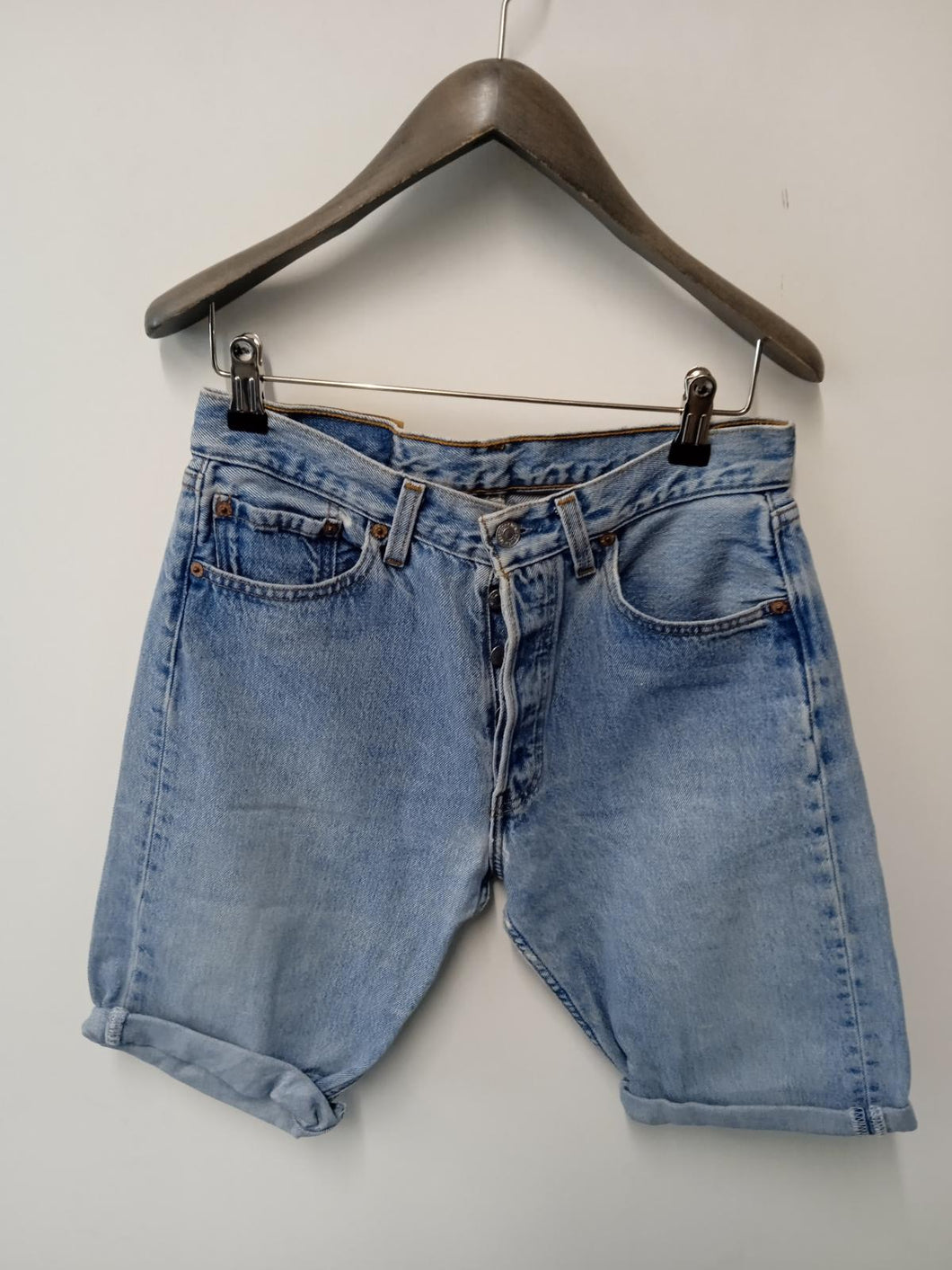 LEVIS Ladies Blue Cotton Button Fly 5-Pocket Jeans Shorts W29L10