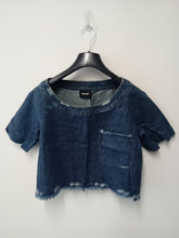 Load image into Gallery viewer, RACHEL COMEY Ladies Blue Cotton Denim Short Sleeve Round Neck Size UK6
