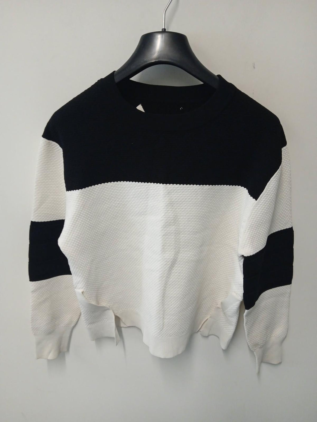 JONATHAN SIMKHIAI Ladies Black & White Long Sleeve Round Neck Jumper Size UK16