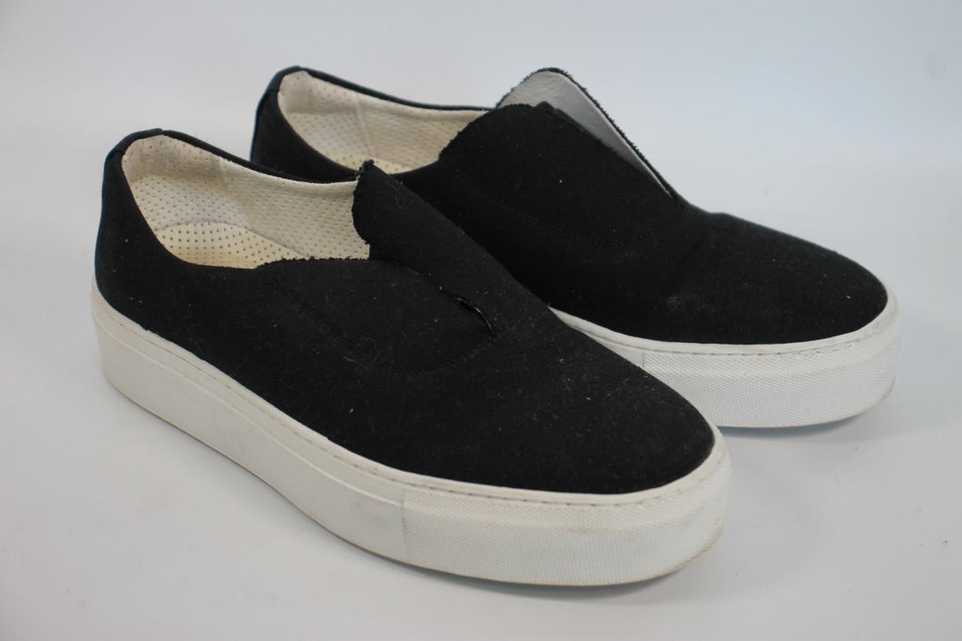 PRIMURY Ladies Black Canvas Slip-On Platform Plimsoles Shoes EU37 UK4