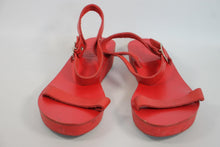 Load image into Gallery viewer, ANCIENT GREEK SANDALS Ladies Red Leather Low Wedge Heel Sandals
