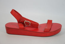 Load image into Gallery viewer, ANCIENT GREEK SANDALS Ladies Red Leather Low Wedge Heel Sandals
