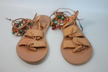 Load image into Gallery viewer, ANCIENT GREEK SANDALS Ladies Multicolour Leather Bead Ankle Strap Sandals UK7
