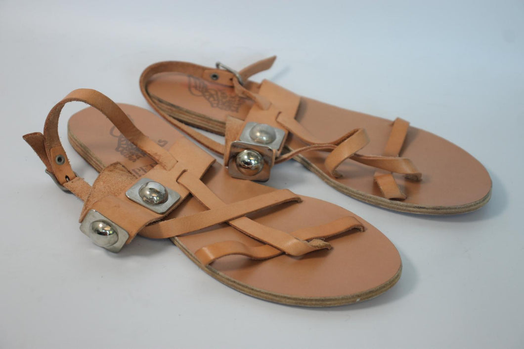 ANCIENT GREEK SANDALS X PETER PILOTTO Ladies Tan Leather Rivet Sandals EU40 UK7
