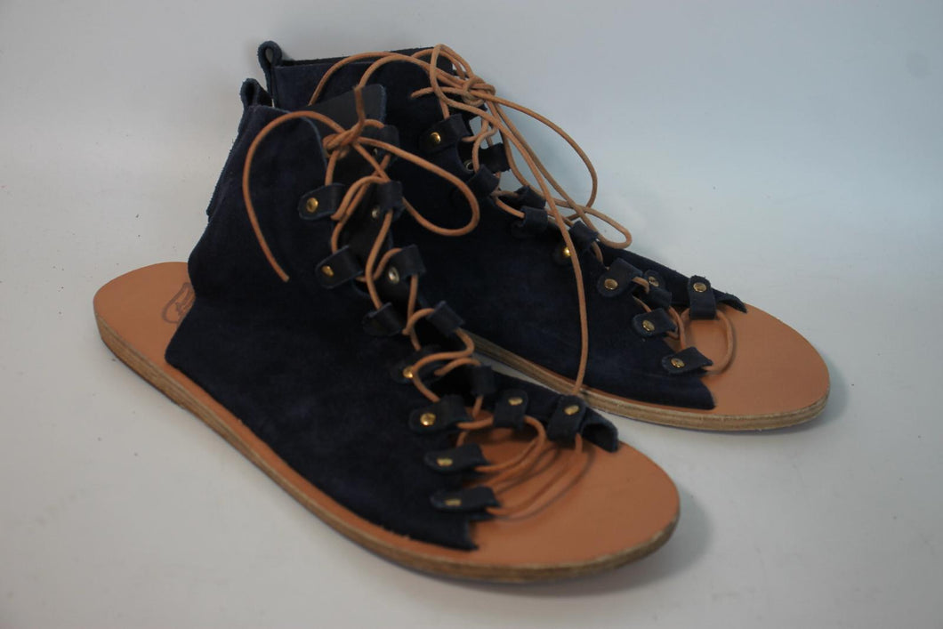 ANCIENT GREEK SANDALS Ladies Navy Blue Suede Lace-Up Sandals EU40 UK7