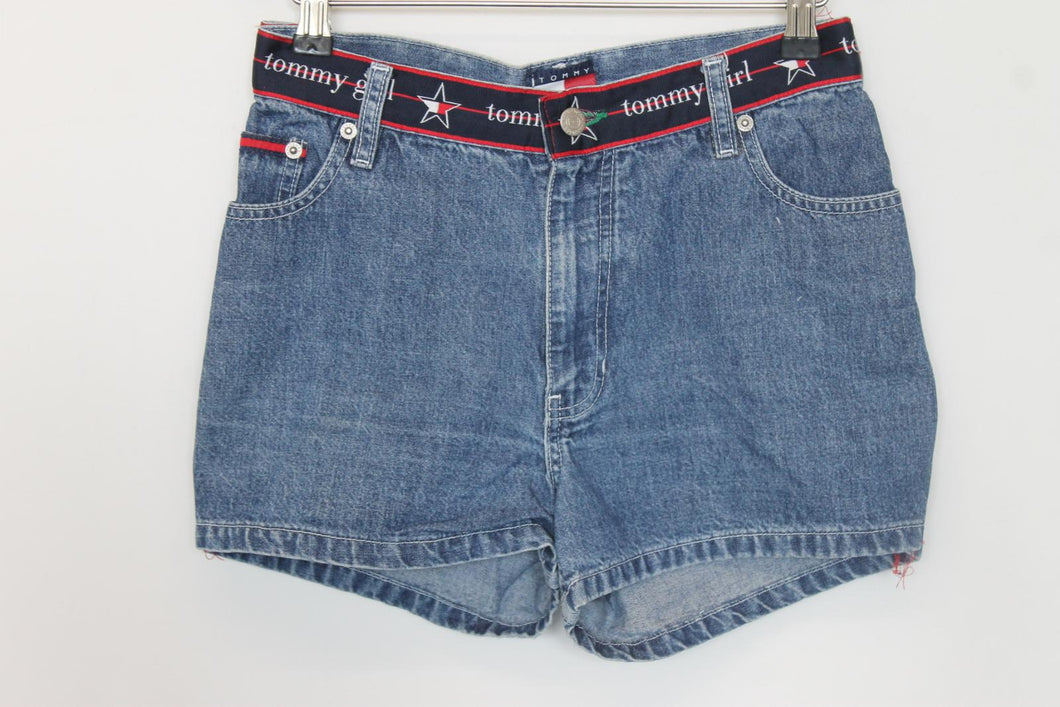 TOMMY JEANS Ladies Blue Cotton Denim High Waist Hot Pants Shorts Size M