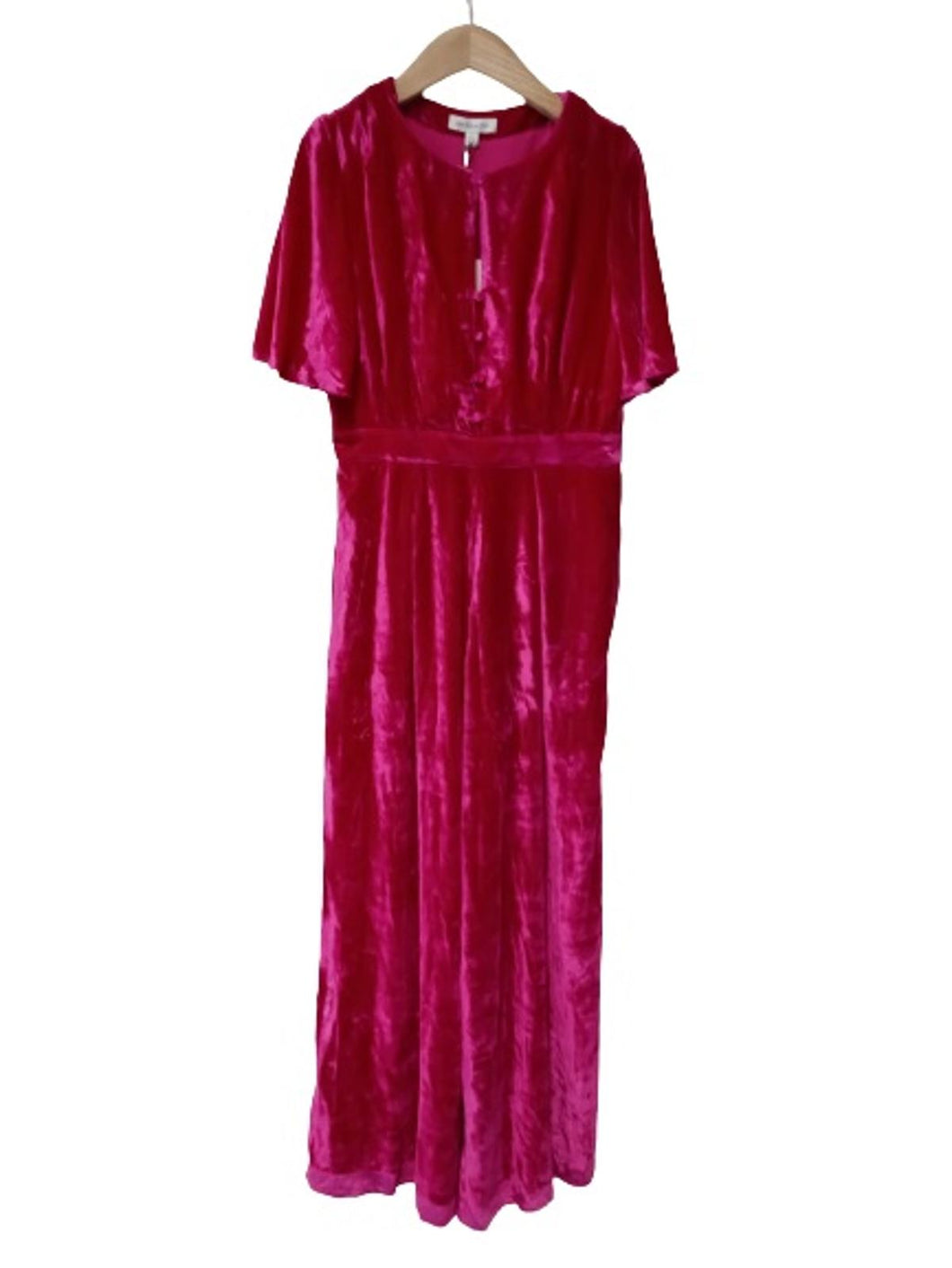 EMILY AND FIN Ladies Fuchsia Velvet Short Sleeve Remi Jumpsuit Size UK10 NEW