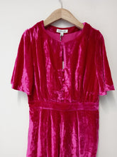 Load image into Gallery viewer, EMILY AND FIN Ladies Fuchsia Velvet Short Sleeve Remi Jumpsuit Size UK10 NEW

