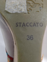 Load image into Gallery viewer, STACCATO Ladies Grey Leather Round Toe Floral Mary Jane Shoes Size UK3.5

