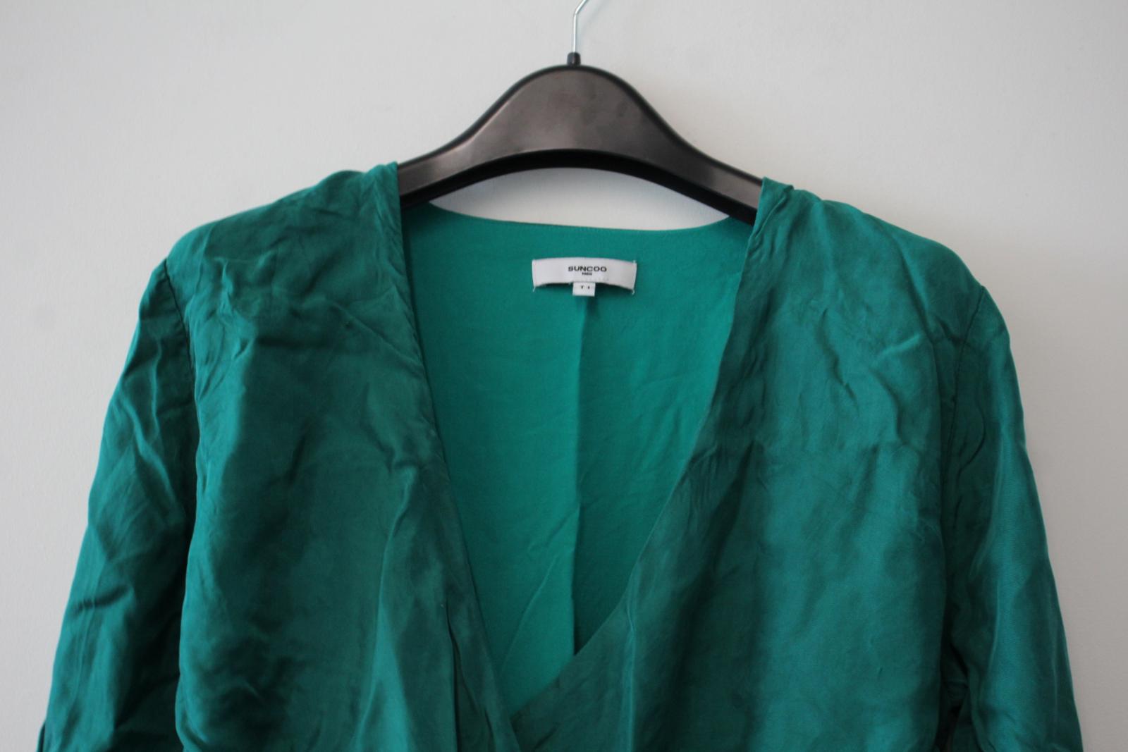 SUNCOO Ladies Emerald Green Flounced Hem Clarisse Robe Wrap Dress Size ReThread SUNCOO Ladies Emerald Green Flounced Hem Clarisse Robe Wrap Dress Size ReThread