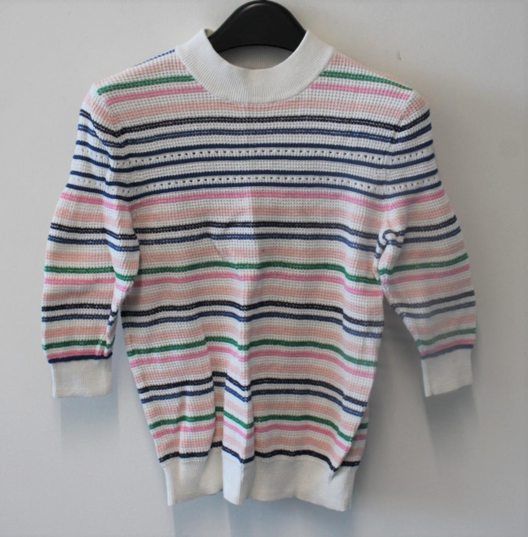 & OTHER STORIES Ladies Multicoloured Striped Cotton 1/2 Sleeve Sweater XS