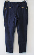 Load image into Gallery viewer, MICHAEL KORS Ladies Blue Cotton Blend Zip Pocket Slim Fit Trousers US6 UK10
