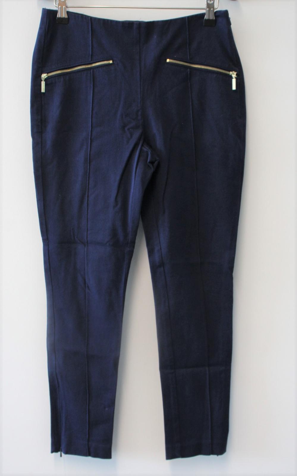 MICHAEL KORS Ladies Blue Cotton Blend Zip Pocket Slim Fit Trousers US6 UK10