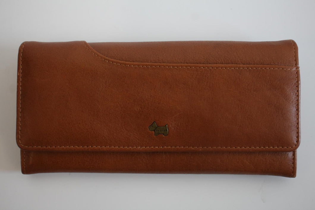 RADLEY Ladies Tan Brown Leather Small Continental Foldover Purse Card Wallet