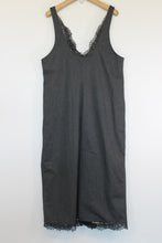 Load image into Gallery viewer, GANNI Ladies Grey Lace Trim Sleeveless Scoop Neck Midi Slip Dress EU40 UK12
