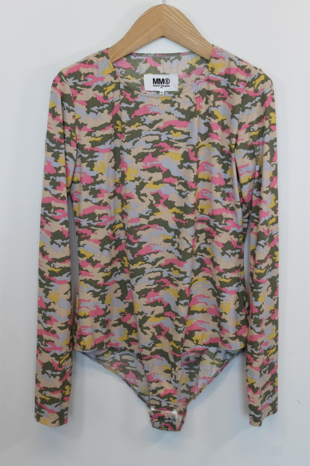 MM6 MAISON MARGIELA Ladies Multicoloured Camo Long Sleeve Bodysuit Size L