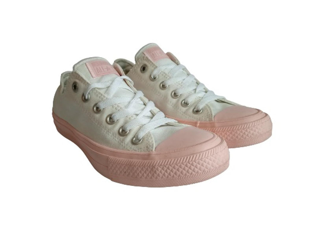 CONVERSE Women's Pink & White Textile Chuck Taylor All Star II Ox Trainers UK6