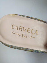 Load image into Gallery viewer, CARVELA KURT GEIGER Ladies Silver Sequin Arabella Slingback Heels EU38 UK5
