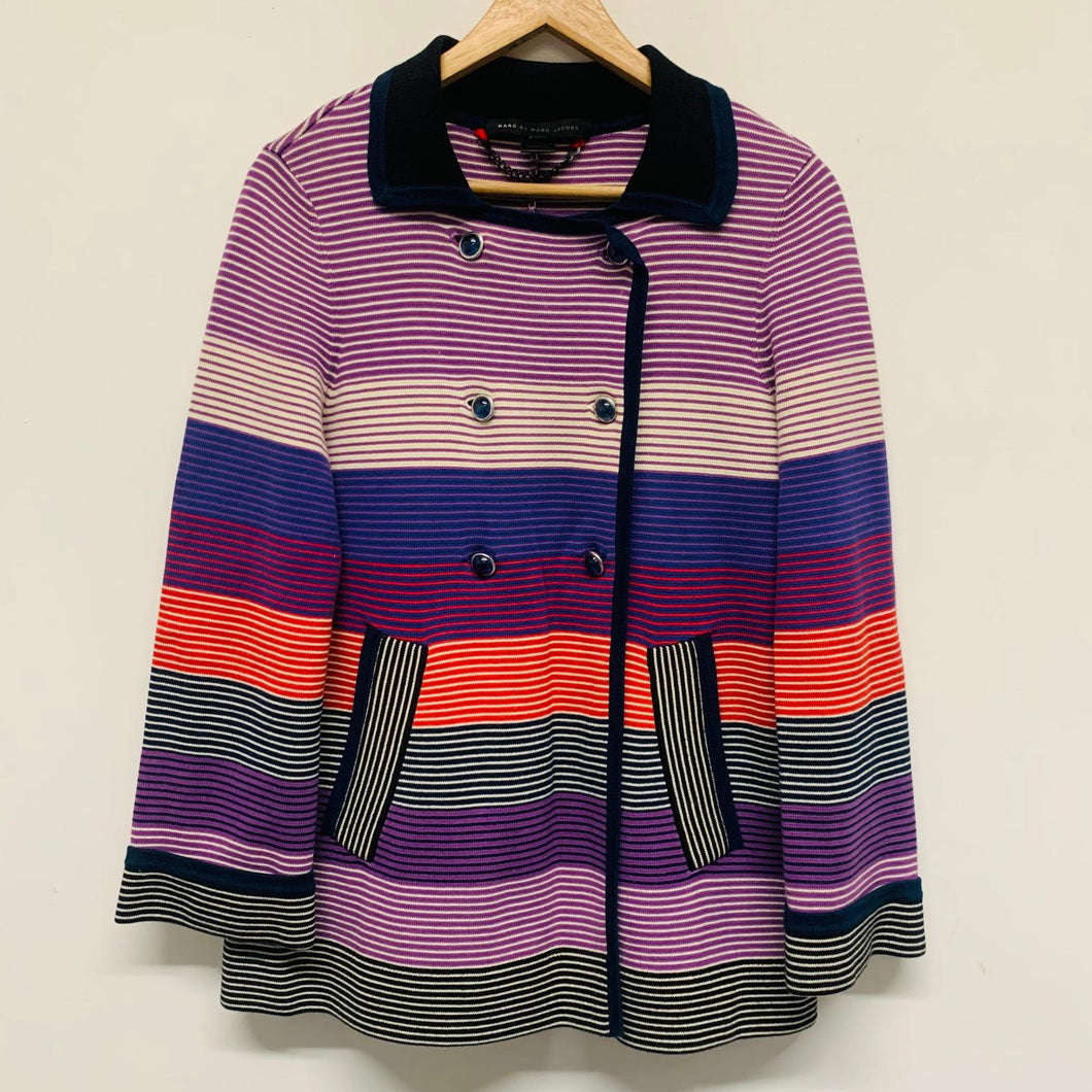 MARC BY MARC JACOBS Purple Ladies Long Sleeve Cardigan Striped Size UK M